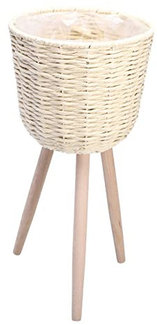 Yardwe 1 Pc Jardinera De Ratán Decoración De La Habitación De La Vendimia Jarrón De Granja Florero Moderno Puesto De Plantas Moderno Macetero con Patas Rota Ronda Cesta De Mimbre Madera