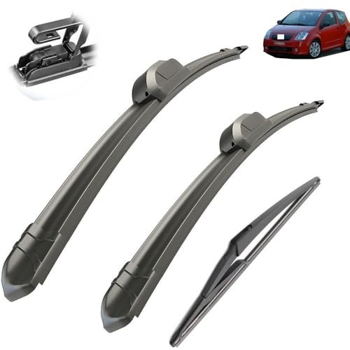 Kompatibel mit Citroen C2 2003–2009, vorne und hinten, Wischerblätter, Bürsten, Schneider, Zubehör, J-Haken 2003 2004 2005 2006 2007 2008 2009