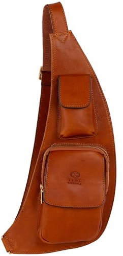 Time Resistance Brusttasche Leder - Damen und Herren Bauchtasche - Sling Bag - 100% Leder - Italienische Handwerkstradition