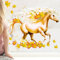 Fensterbild Pferd Herbst Galopp Blätter Herbstblätter bunt farbig wiederverwendbare Fensteraufkleber, 2. A3 Bogen