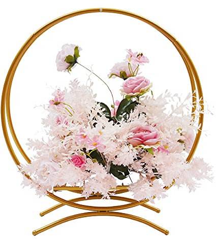 Goldener Hochzeitsbogen Hochzeitsständer Ballonbogen Rosenbogen Wedding Arch - Runder Eisenbogen für Hochzeitsdekorationen, 80cm Durchmesser - Stabiler Blumenständer