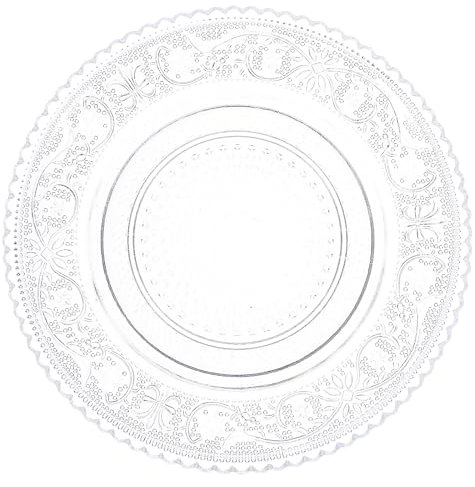 MAGICLULU 2pcs Glass Dish Transparent Glass Plate Embossed Plate Food Tray Fruits Tray Saucer Appetizer s Serving Bowl Fruit Decor Salad Crystal Lunch