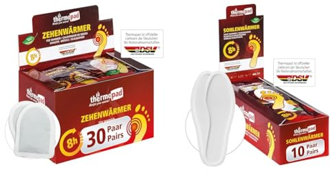 THERMOPAD Zehenwärmer – DAS ORIGINAL: 30 Paar Wärmepads für 8 Stunden Wärme & Ski-Schuhe I Fuss-Wärmekissen & THERMOPAD Sohlenwärmer (Einlegesohle) Gr. M (38-39)