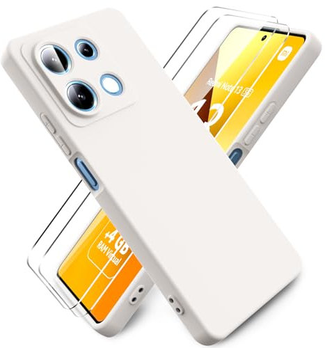 Ikziwreo - Hülle für Xiaomi Redmi Note 13 5G Handyhülle, mit 2 Stück Displayschutzfolien, Reiner Farbe Ultradünne Weich Silikonhülle, Stoßfeste Anti-Scratch Gummi Schutzhülle - Taupe