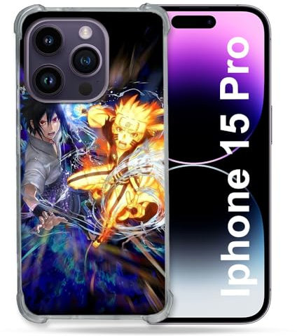 Cokitec Verstärkte Schutzhülle für iPhone 15 Pro (6,1 Zoll), Manga Naruto VS