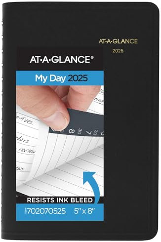 AT-A-GLANCE Terminkalender 2025, Tagesplaner, 12,7 x 20,3 cm, klein, Schwarz (702070525)