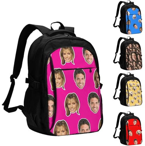 LLLGSH Personalisierter Foto-Rucksack, individueller Reiserucksack, Personalisierbar mit Ihrem Eigenen Design Photo/Logo/Text Jungen Mädchen Teenager Schultasche Herren Geschäftsreise Laptoptasche