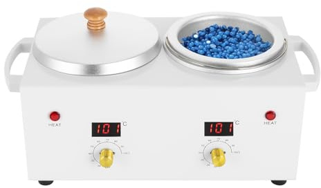 Doppeltopf Wachswärmer Waxing Set, Professionelles Waxing Maschine für die Haarentfernung zu Hause 240V Wachserhitzer, Präzise Temperaturregelung (20-120℃), 0.16 Gallonen/Topf, Weiß
