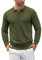 COOFANDY Long Sleeve Polo Shirts Mens Polo Neck Jumper Knitted Sweatshirt Casual Sweater Army Green M