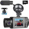 NHOPEEW Dash Cam Auto Fronte Retro 1296P + Videocamera posteriore grandangolare - Telecamera Per Auto con schermo da 2 pollici G-Sensor/Registrazione in loop/Visione notturna + Scheda SD 64G