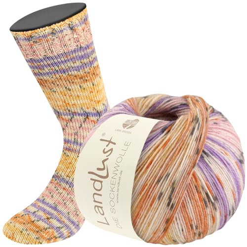 LANA GROSSA Landlust die Sockenwolle | Garn aus Merinowolle in verschiedenen Farben | Handstrickgarn aus 80% Schurwolle (Merino) & 20% Polyamid | 100g Wolle zum Stricken & Häkeln | 420m Garn FB513