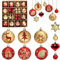 Christmas Baubles for Christmas Tree Decoration,40 PCS Xmas Tree Decoration with Red and Gold Balls,Delicate Hanging Pendant for Christmas Decorations Festive Holiday Home Birthday Party