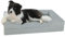 PAWZ Road Hundebetten, groß, waschbar, orthopädische Hundebetten mit abnehmbarem Flanell-Bezug mit Reißverschluss, Hundesofa für große Hunde, 2-lagiges, wasserdichtes Hundebett, Grau, 89 x 63 x 16 cm