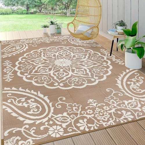 Pauwer Outdoor-Teppich, wasserdicht, Kunststoff, Stroh, Campingteppich