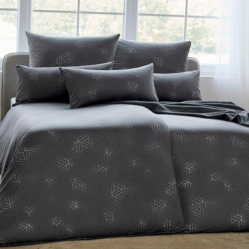 ESTELLA Mako Interlock Jersey Bettwäsche Pippa | 100% Baumwolle | trocknerfest und bügelfrei | 135x200 cm + 80x80 cm | Farbe: 920 - Anthrazit