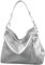 modamoda de T183 Damen Schultertasche Handtasche Tragetasche Echtleder Groß handmade in Italy, Farbe:Silber-Metallic