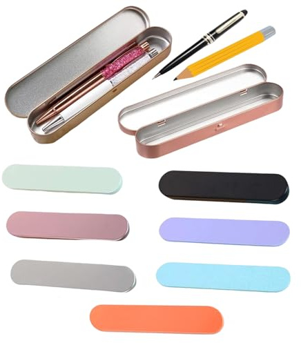 ZHYUAN 7 Stück Silberfarbene Box für Stift,Leere Blechbox Scharnier-Schreibwarenbox Schreibwaren-aufbewahrungsbox Stiftetui Metall-Stifte Etui Leere Blechbox