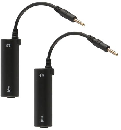 VOANZO 2-teiliges schwarzes Gitarreneffekt-Interface, kompatibel mit iOS, Gitarreneffekt-Interface, Konverter-Link, Spielen Sie Multimedia-Gitarre jederzeit und überall, Aufnahme und Computer