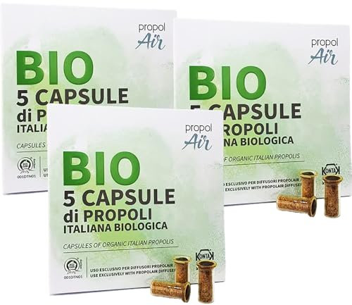 Kontak 5 Capsule BIO di Propoli, 3 Confezioni - Durata Di 122 Ore, Trattamento Da Malattie Da Raffreddamento, Compatibile Con Diffusori PropolAir