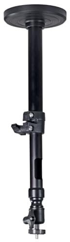 AV:Link | Universal Mini Projector Mount for Ceiling & Wall | Adjustable 350–500mm Drop, 1/4-20 Thread, Tilt Angle Ball Joint, Internal Cable Management – Black Metal Bracket | Max Load 5kg