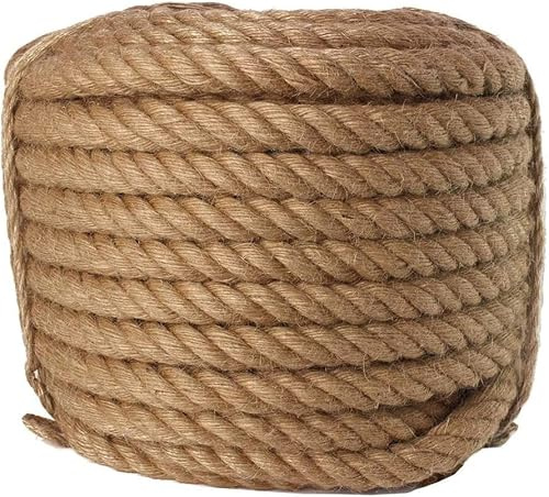 Seil, Tural Jute Seil Hanf Seil, Massiv Geflochten Manila Seil Multifutiol Heavy-Duty Twisted Rope, Für Utical/Landschaftsbau/Geländer/Hängematte/Heimdekoration, 50m, 14mm