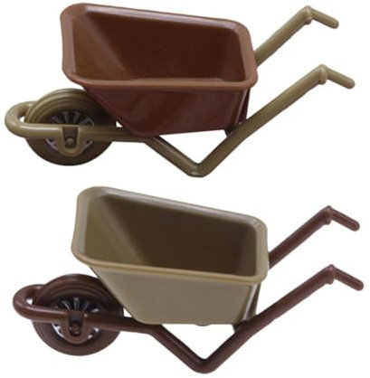 Abaodam 2 Stück Miniatur Cart Modell Dekorative Mini Schubkarre für Puppenhaus Garten Langlebigem für Modelle Fotografie Braun Grün