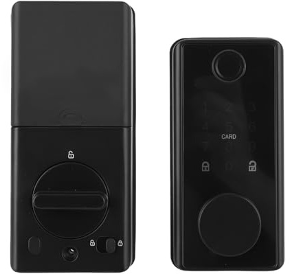 SIXRUN Intelligentes Türschloss, Fingerabdruck, Schlüsselkarte, Passwort, App-Steuerung – Erinnerung an Niedrigen Batteriestand – für die Sicherheit zu Hause, Aluminiumlegierungsmaterial