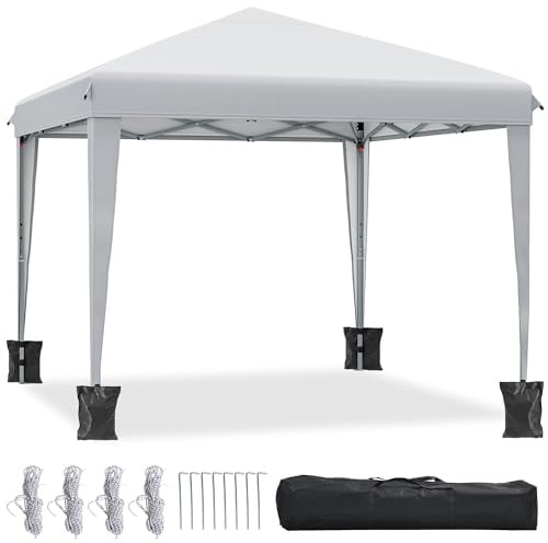 YITAHOME Pavillon,3x3m Pop-Up Faltpavillon Anti-UV 50+ für Camp Markt Weiß | Wasserdicht mit Rolltasche,Höheverstellbar 250 bis 270cm