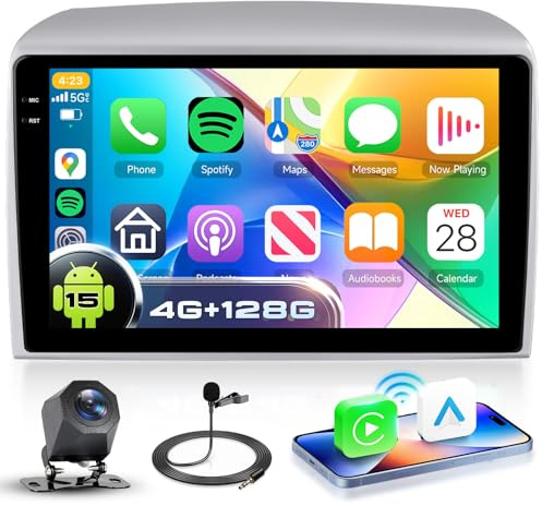 VECHTEL 4G+128G Autoradio Android 15 per Lancia Ypsilon 2006-2011, 9'' Incell HD Schermo Tactile co Carplay Android Auto senza Fili, Stereo Auto co GPS Wi-Fi USB Bluetooth Radio FM RDS Retrocamera