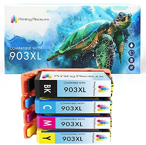 Printing Pleasure 4 Tintenpatronen kompatibel zu HP 903XL für HP Officejet 6950 6960 6970 6975 Multifunktionsdrucker - Schwarz/Cyan/Magenta/Gelb, hohe Kapazität