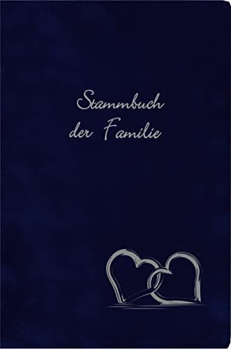 Stammbuch MAGRIT - dunkelblau, Velours, Prägung Herzen, Stammbuchformat A5