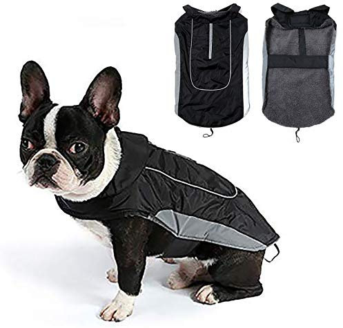 Morezi Dog Warm Coats Jackets Waterproof Coats with Harness Hole Puppy Coat for Small Medium Dogs - Black - M