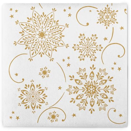 Mank Airlaid Servietten 40x40 cm Premium Einweg Serviette stoffähnlich und saugstark perfekt für Weihnachtsfeiern & Adventsfeiern Weihnachtsservietten 50 Stück Cristal (Weiß)