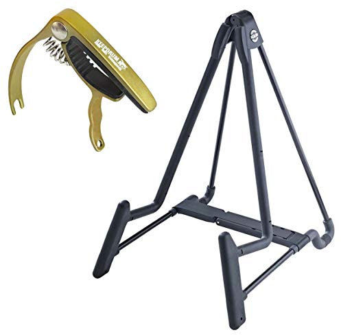 K&M 17581 Heli Gitarrenständer + keepdrum Kapodaster Gold