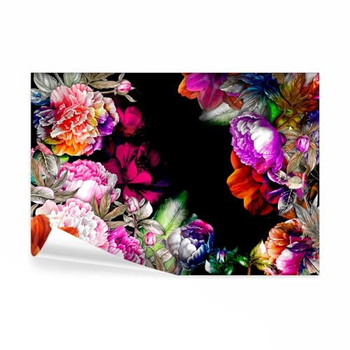 decomonkey Fototapete Blumen, 350x256 cm, Natur Pflanzen Rose Pfingstrose | Schlafzimmer, Wohnzimmer, Tapete, Wandbild, Bild, Fototapeten, Tapeten, Wandtapete, Wand