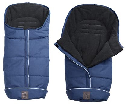 Naturally Sheepskins Kinderwagen Fußsack, wetterfest, Fleece, Linear blau/grau, Größe universal