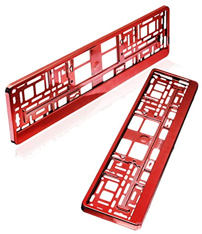 baytronic Kennzeichenhalter rot Chrom 2er Set