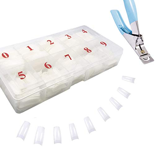 Homo Trends Lot de 500 faux ongles naturels en acrylique avec boîte et coupe-ongles pour filles et femmes (10 tailles)