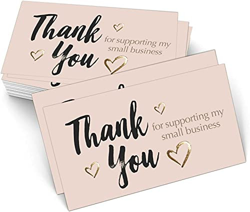 easykart Labels 120 Thank You for Supporting My Small Business Cards, Gold Foil Business Card Size 3.5 x2, Thank You Cards for Online Retail Shop, Small Business, Customer Package Inserts