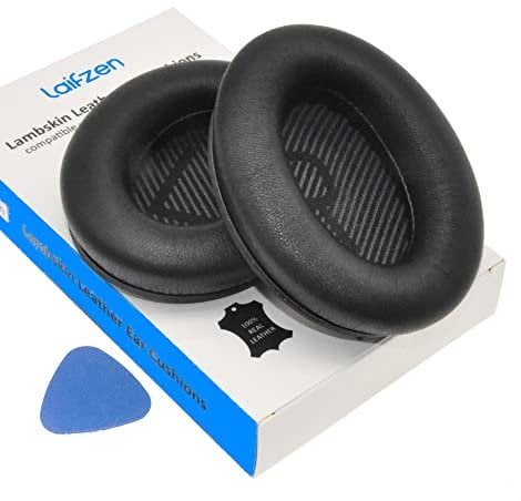 Lambskin QC45 SE QC35ii QC35 QC25 QC15 Ohrpolster für Bose QC 45 35 II QC2 AE2 AE2i AE2w SoundLink SoundTrue 35ii 25 15 2 AE QuietComfort Kopfhörer Schaffell Leder (schwarz)