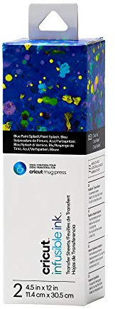 Cricut Infusible Ink-Transferfolien | 2 Stück | 11,4cm x 30,5cm (4,5 x 12) | Blue Paint Splash | Ideal für Cricut Mug Press™-Designs