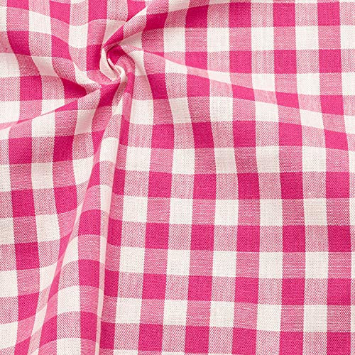 STOFFKONTOR 100% Baumwollstoff Stoff Züchen Vichy Karo groß - Öko-Tex Standard 100 - Meterware, pink weiss - zum Nähen von Bekleidung, Vorhängen, Bettwäsche, Dekorationen uvm.