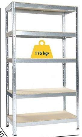 Scaffalatura scaffale 5 RIPIANI in acciaio metallo kit struttura ad incastro zincata pannello in mdf mm5 180x40x90