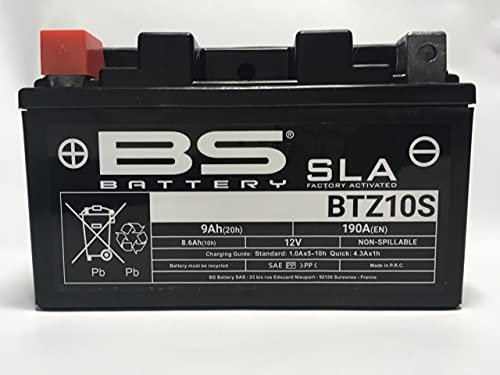 Batterie moto BS SLA BTZ10S (YTZ10S) - Pronta all'uso - 12 V 8.6 Ah - 150 x 88 x 93 mm compatible avec Honda CBR RR Fireblade (SC50) 954 2002-2003