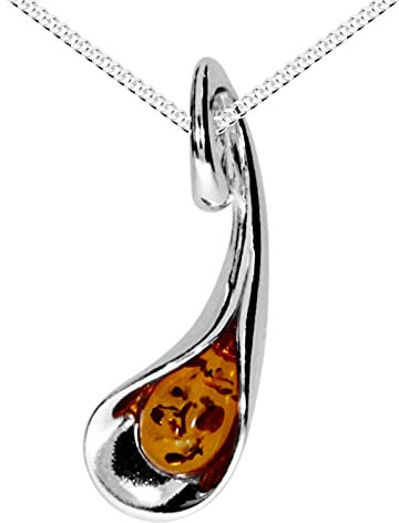 Kette mit Anhänger - Jeanne - Silber 925/000 - Bernstein