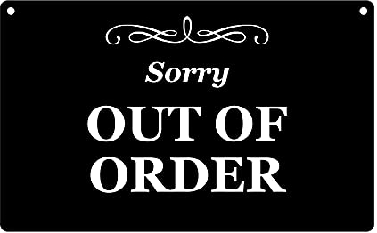 Stilvolles Hängeschild mit Gravur Sorry Out of Order, wasserdichtes Acrylschild, Lieferung mit Schnur (schwarz)