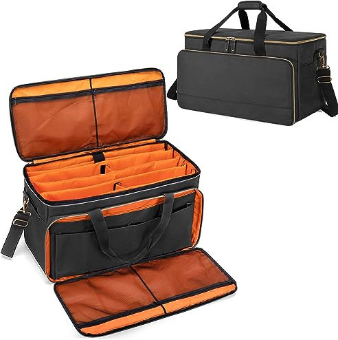 Trunab Travel DJ Cable File Bag with Detachable Divider & Padded Bottom, DJ Gig Bag with Padded Compartment for 15.6’’ Laptop, Perfect for Sound Equipment, DJ Gear, Musical Accessories-Patented Design