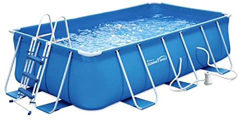 Summer Waves Piscine Tubulaire Hors-Sol Rectangulaire 4x2x1m - Pratique et Facile à Installer - Matériau PVC Laminé 3 Couches - Ligne d'eau 1m - Livrée avec Accessoires Nécessaires 10549