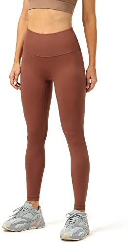 icyzone Damen Sport Leggings Blickdicht 7/8 Sporthose High Waist Yoga Hose Fitness Leggins (M, Copper Brown)
