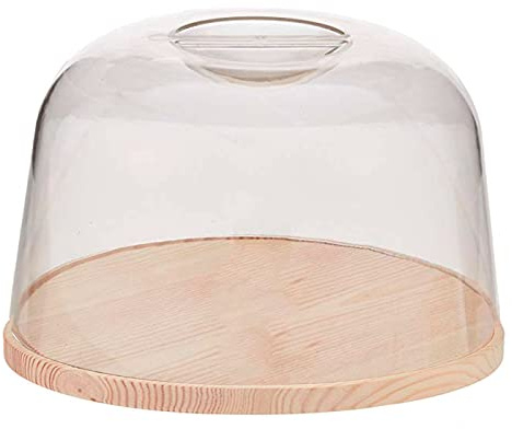 Artema - Quesera redonda, tapa transparente de metacrilato y base de madera, recipiente para guardar queso o embutidos, 22 cm